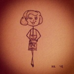 Pencil stickfigure-esque drawing of Marilyn Monroe in Some Like It Hot lingerie